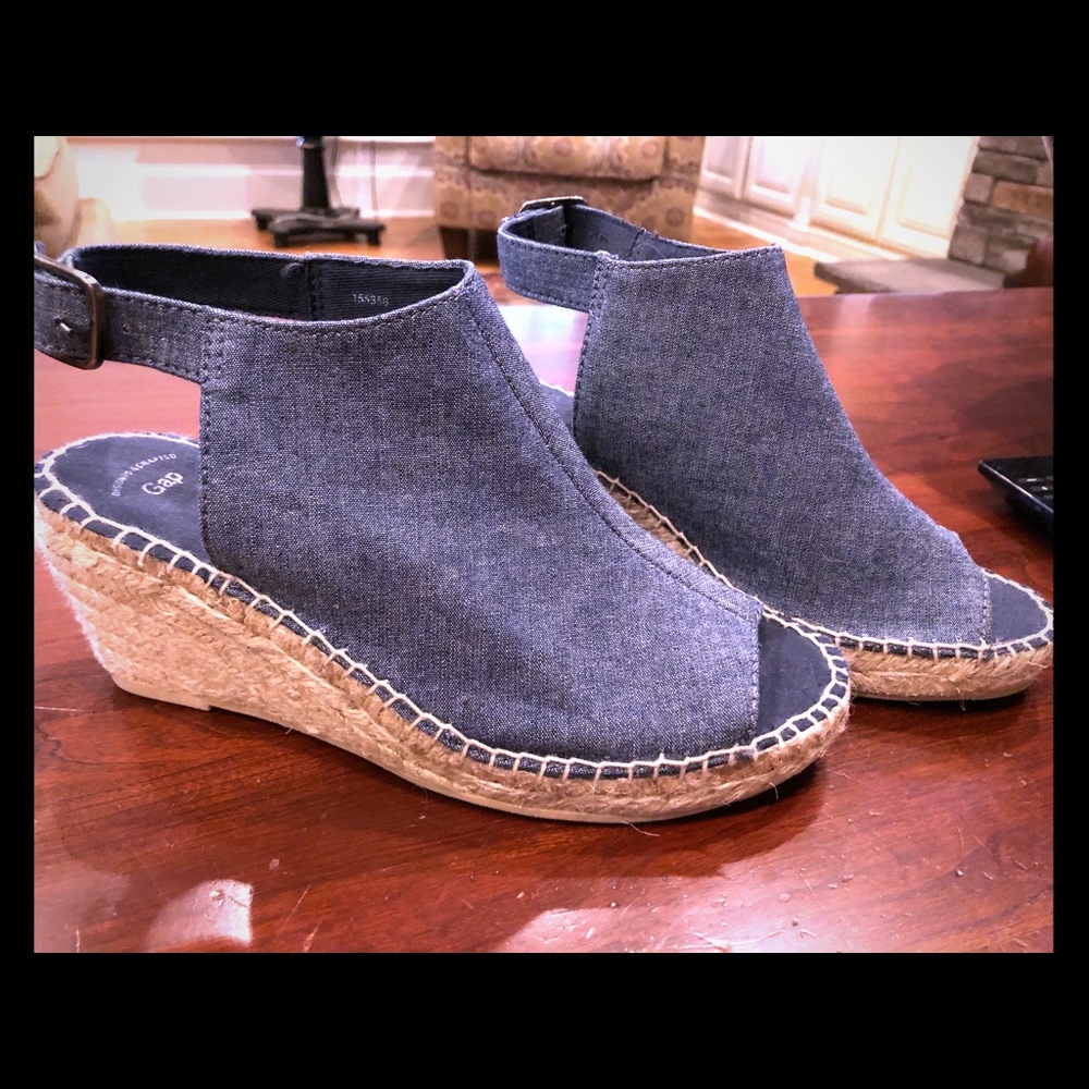 GAP Denim Espadrille Wedge Sandals